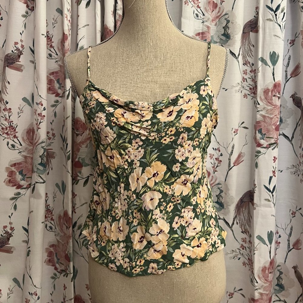 Floral cowl neck tank top